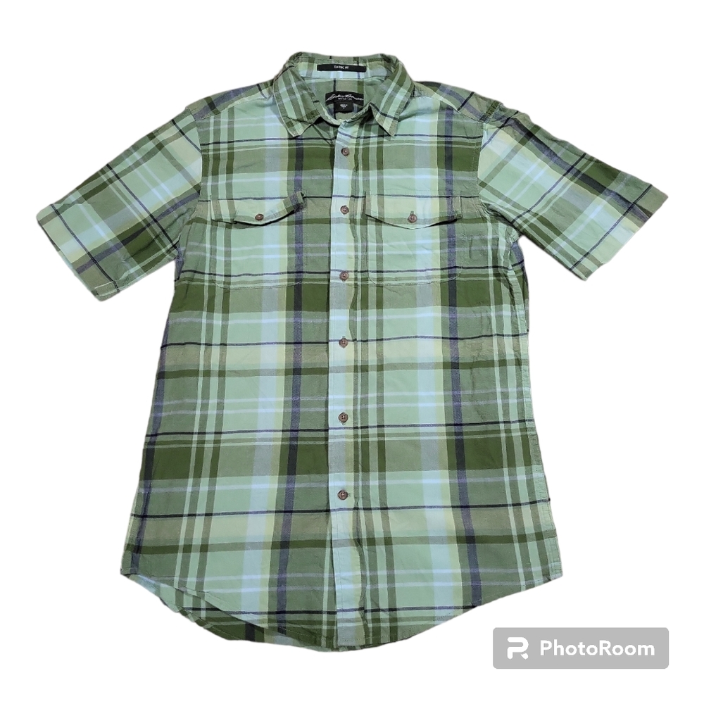 Eddie Bauer Classic Fit Green Plaid Button Down